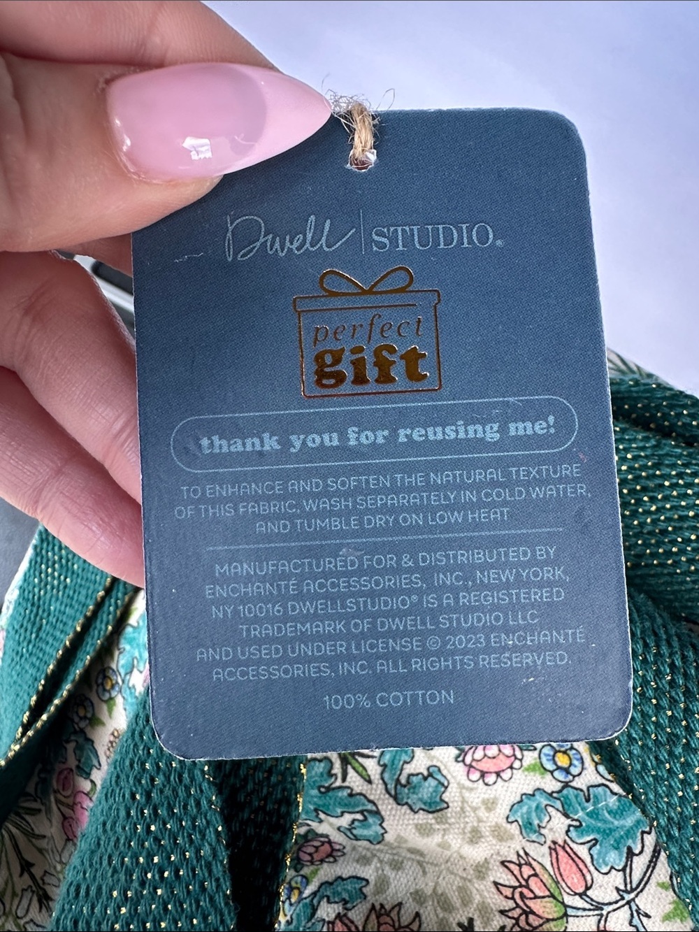 Dwell Floral Bag with Green Straps NWT - Picture 8 of 10